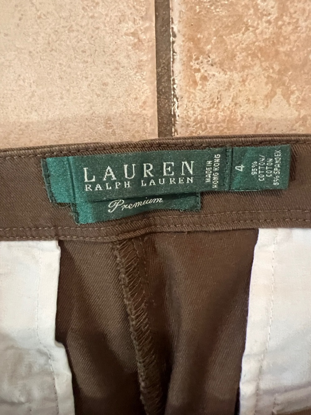 Vintage Lauren Ralph Lauren Dark Brown Button-Accent Capri Pants, Sz 4 - Picture 3 of 8